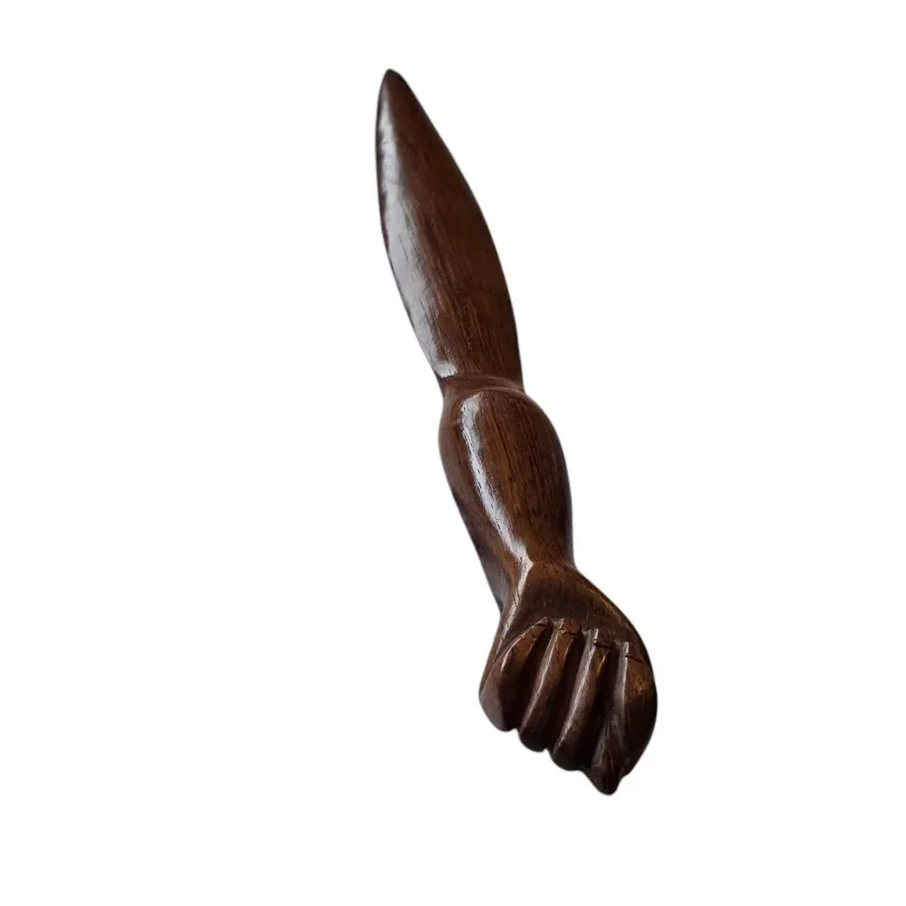 Fig Dulya Sign Letter Opener Hand Carved Rosewood  Vintage 9